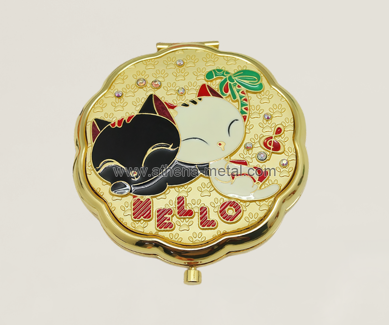 Cartoon cat folding makeup mirror
