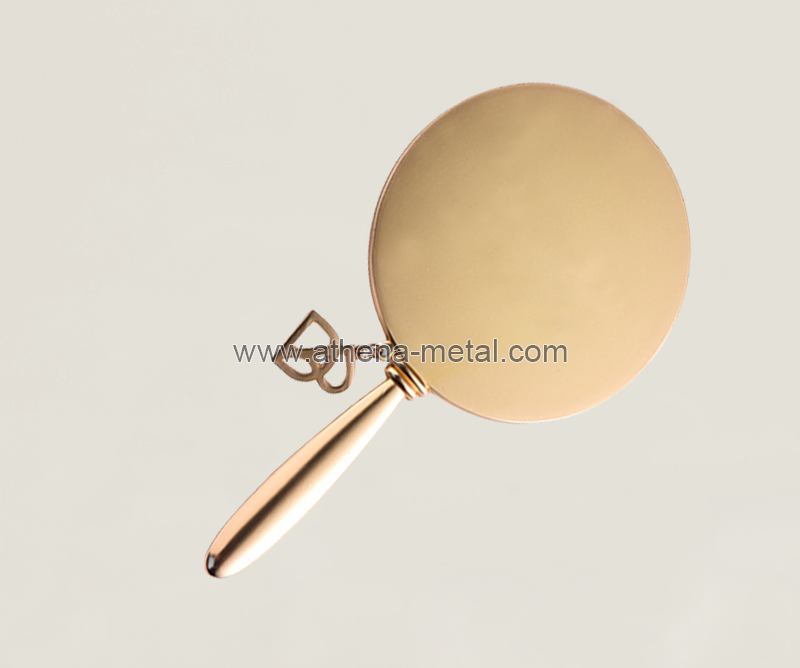 Gold zinc alloy handle mirror