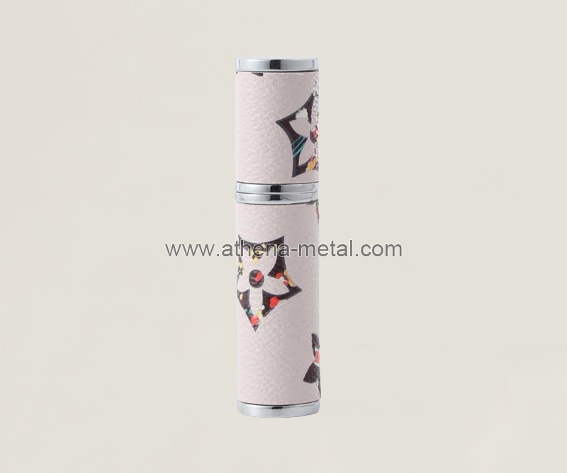 Pink leather perfume bottle