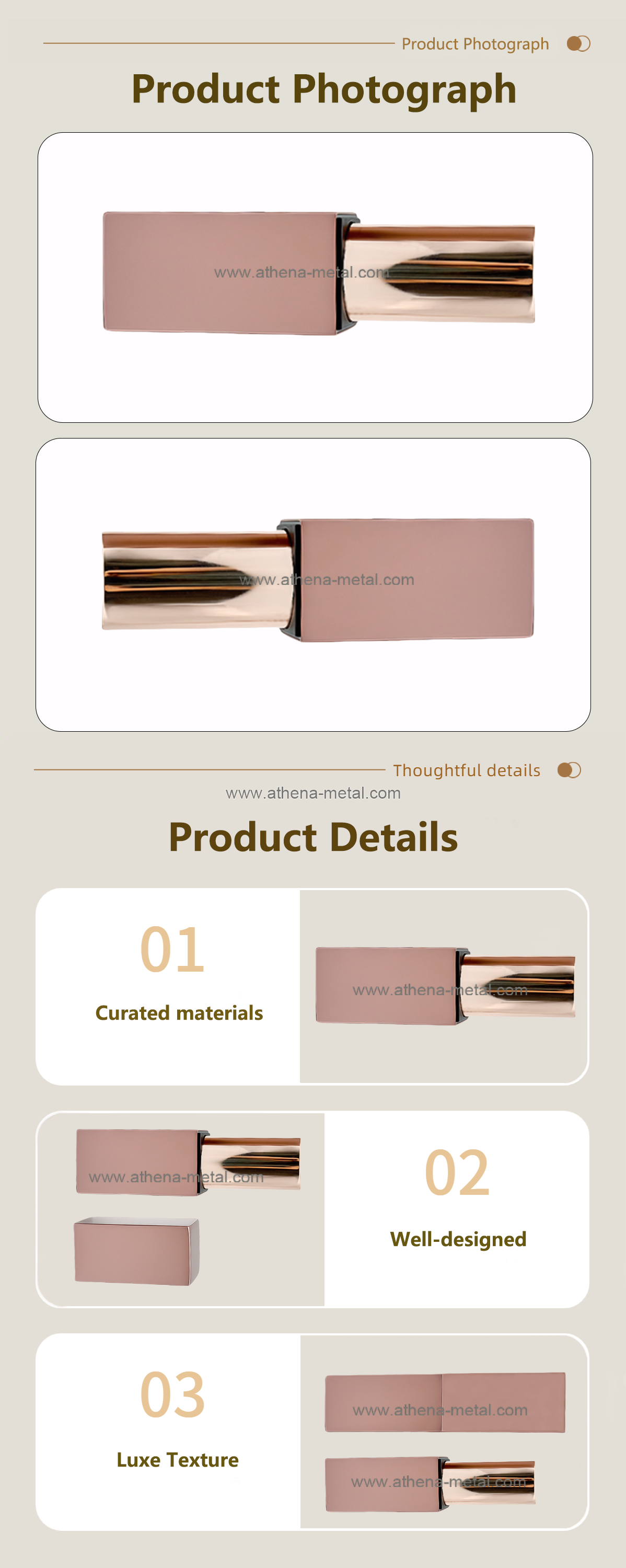 Rose gold square lipstick tube