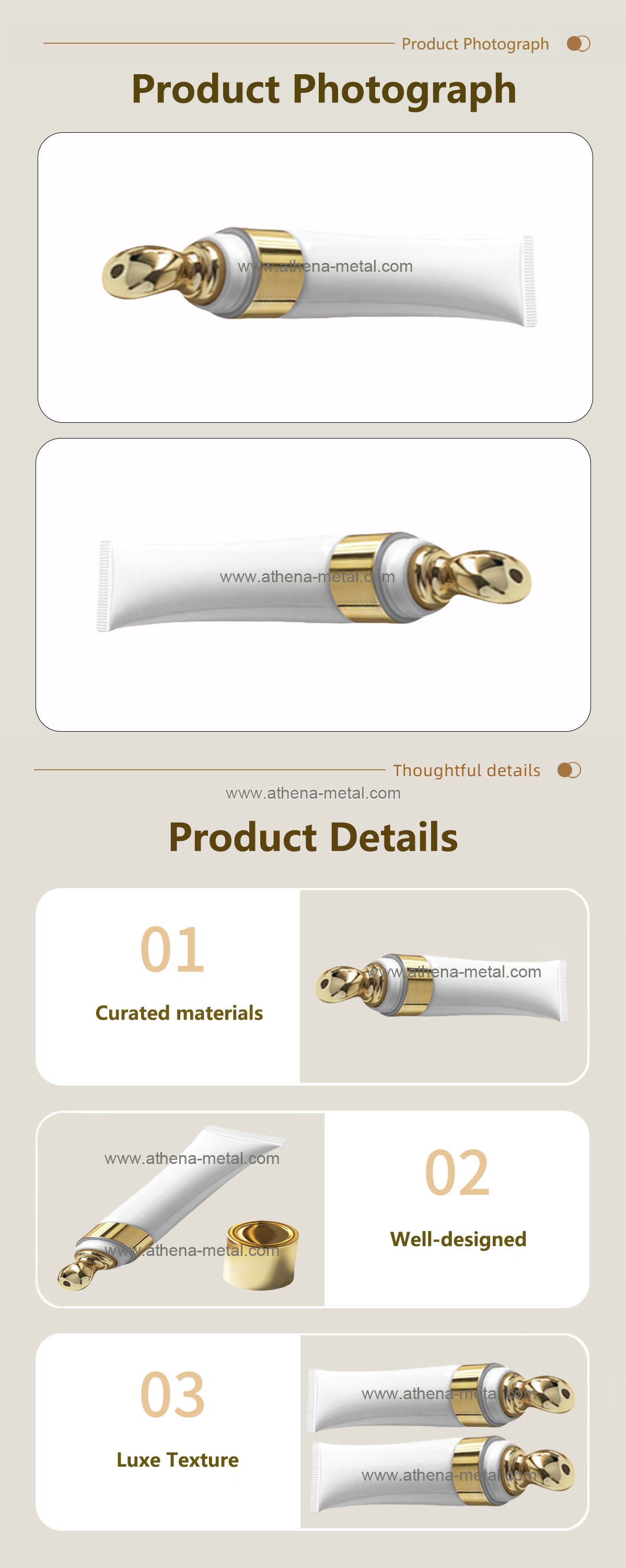 Cosmetic hose alloy massage head