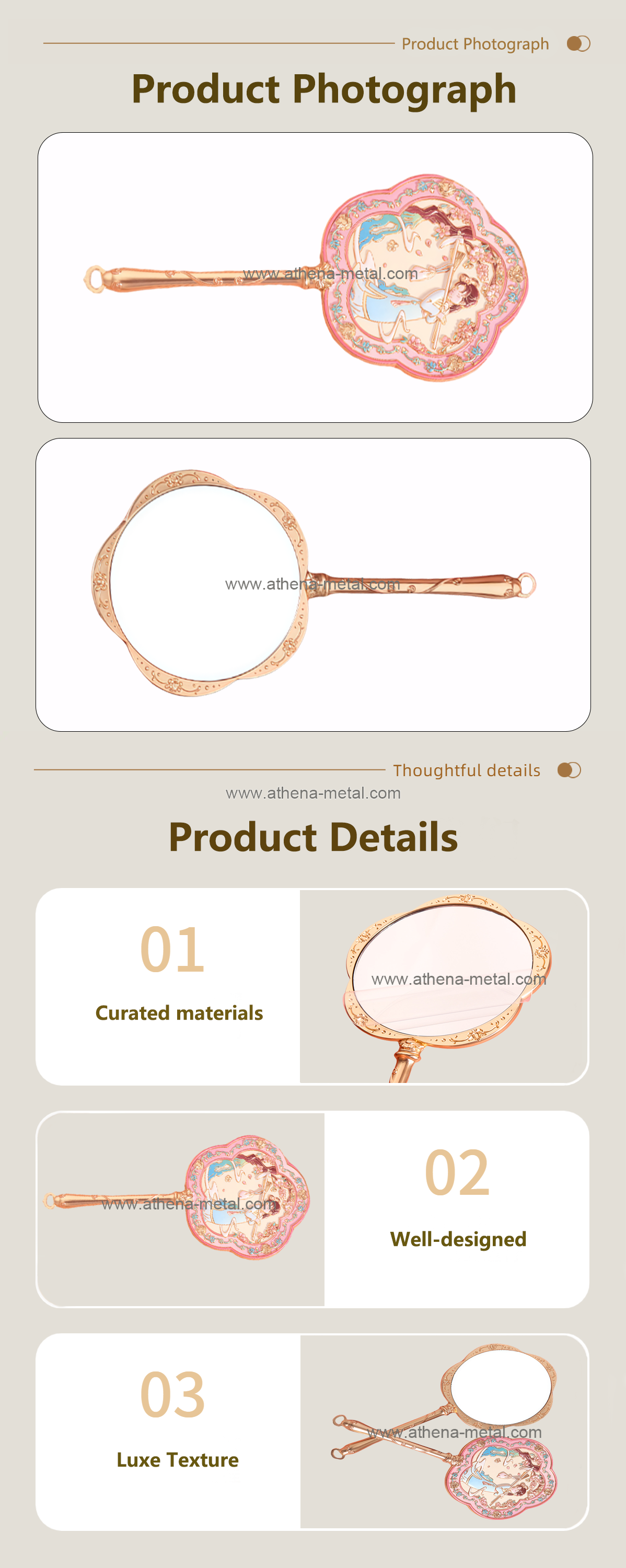 Daiyu handle makeup mirror