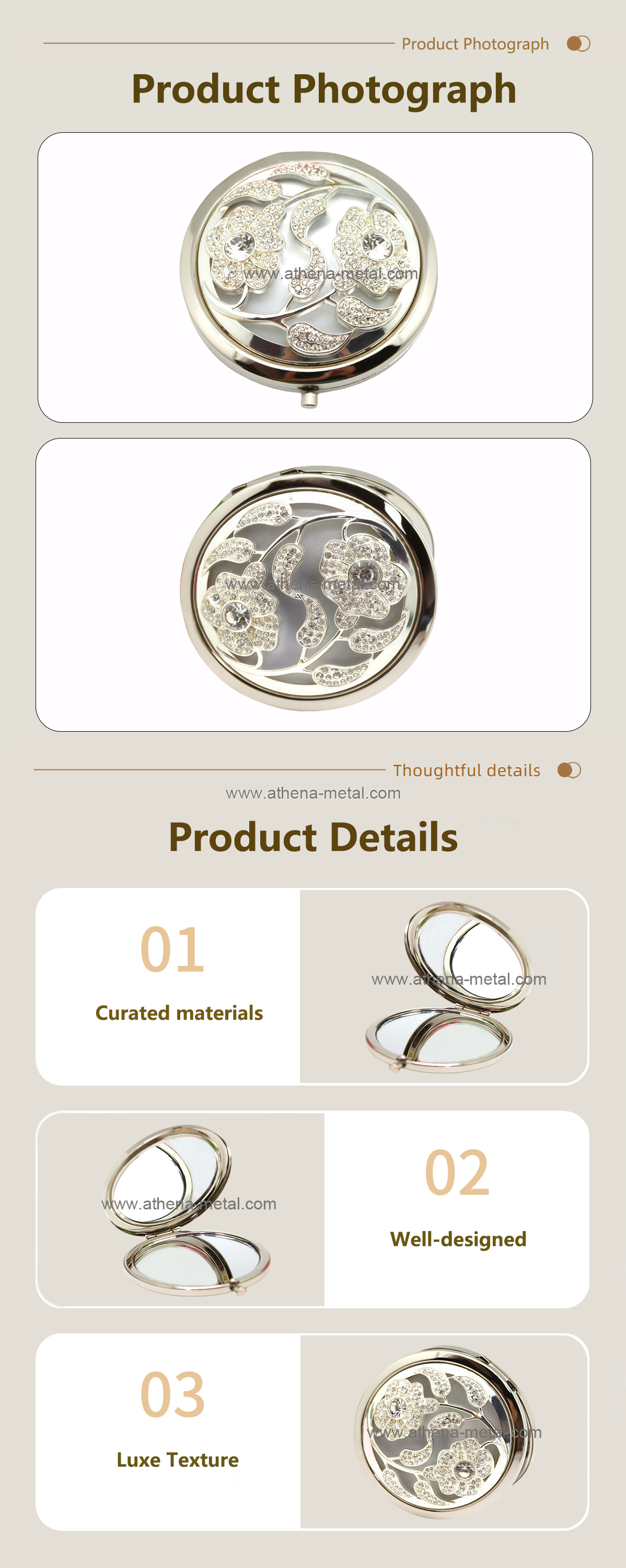 Rose folding makeup mirror