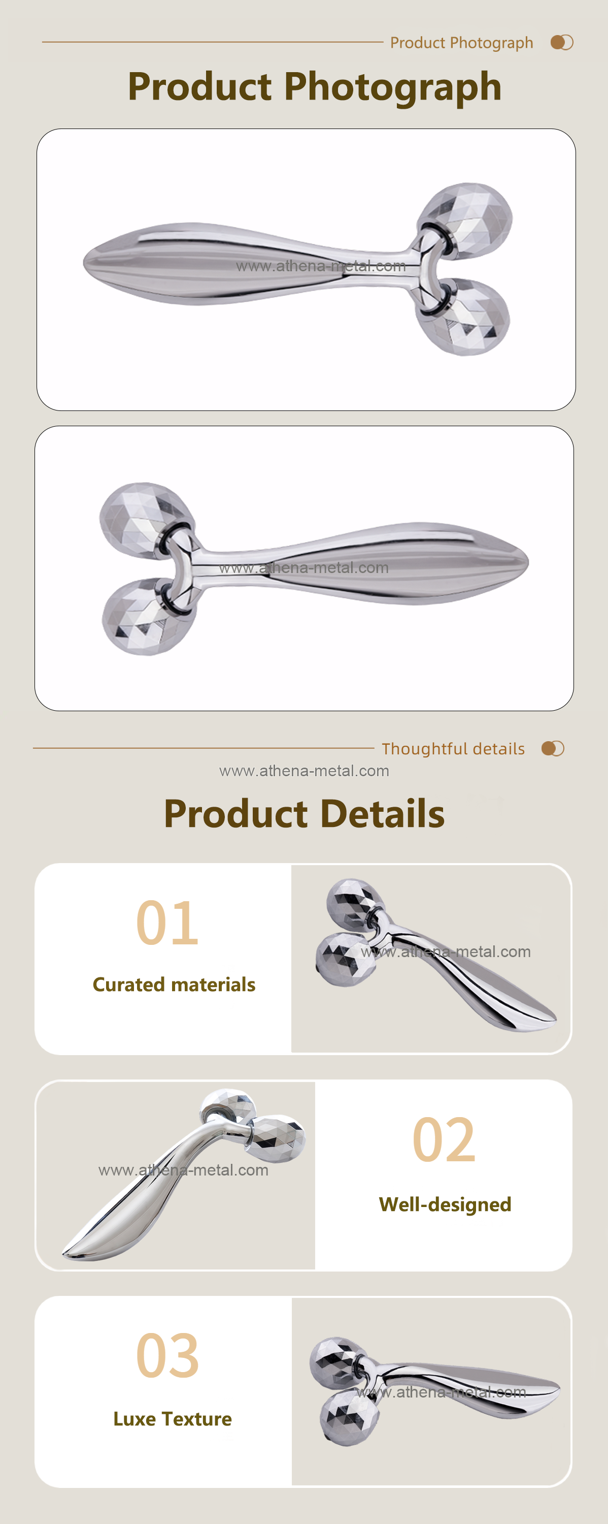 Silver roller massage stick