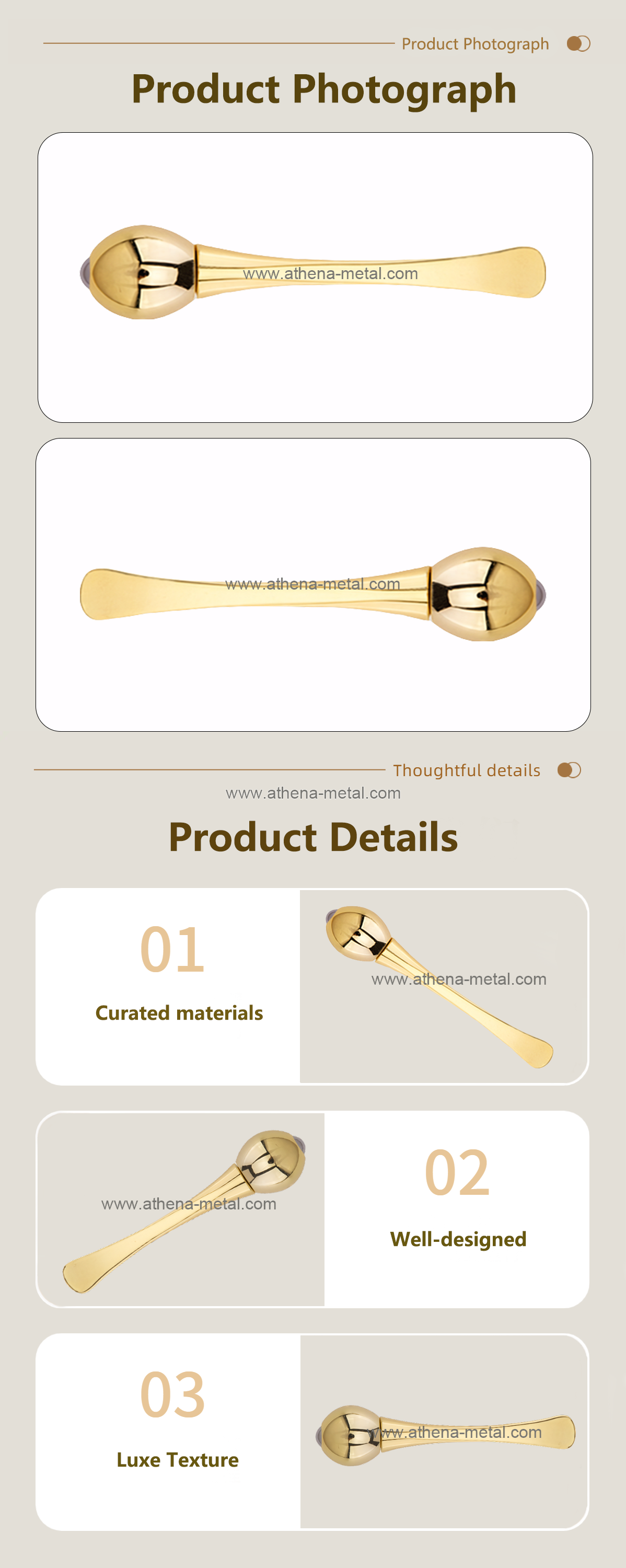 Golden round head spoon