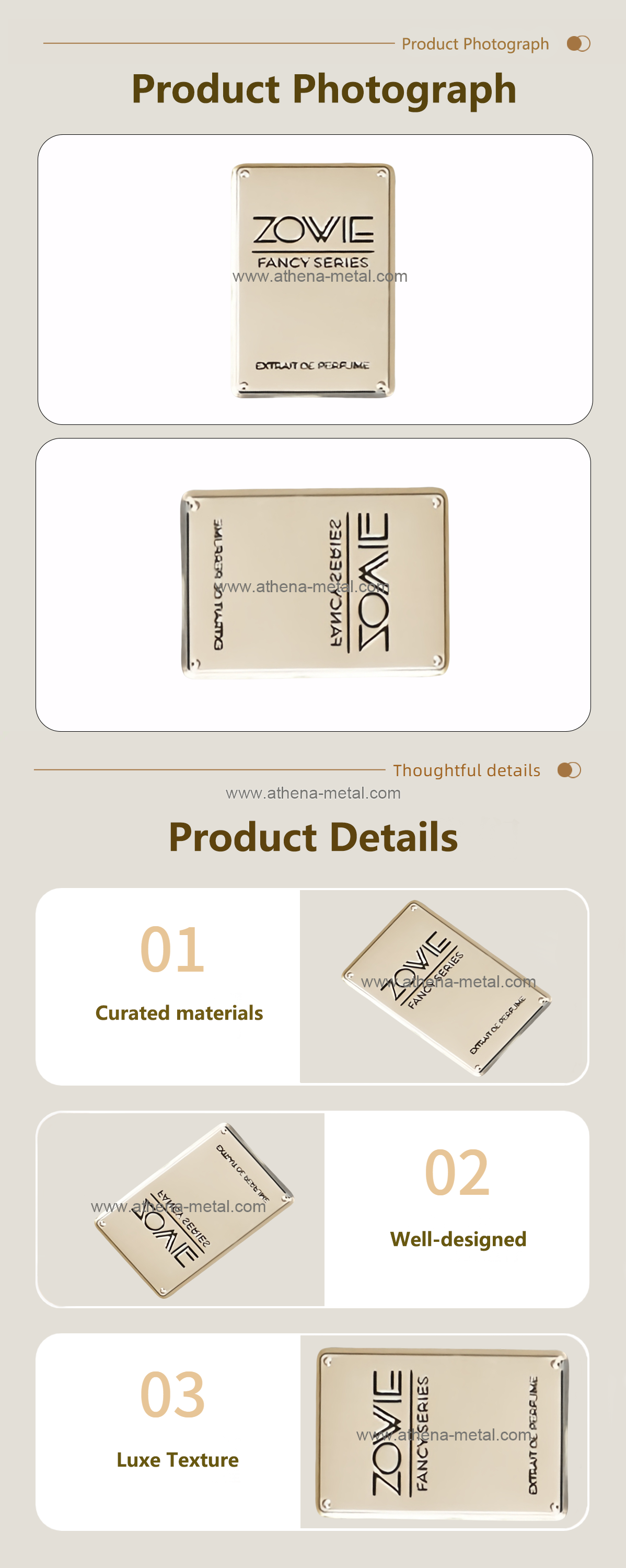 Rectangular wine label nameplate