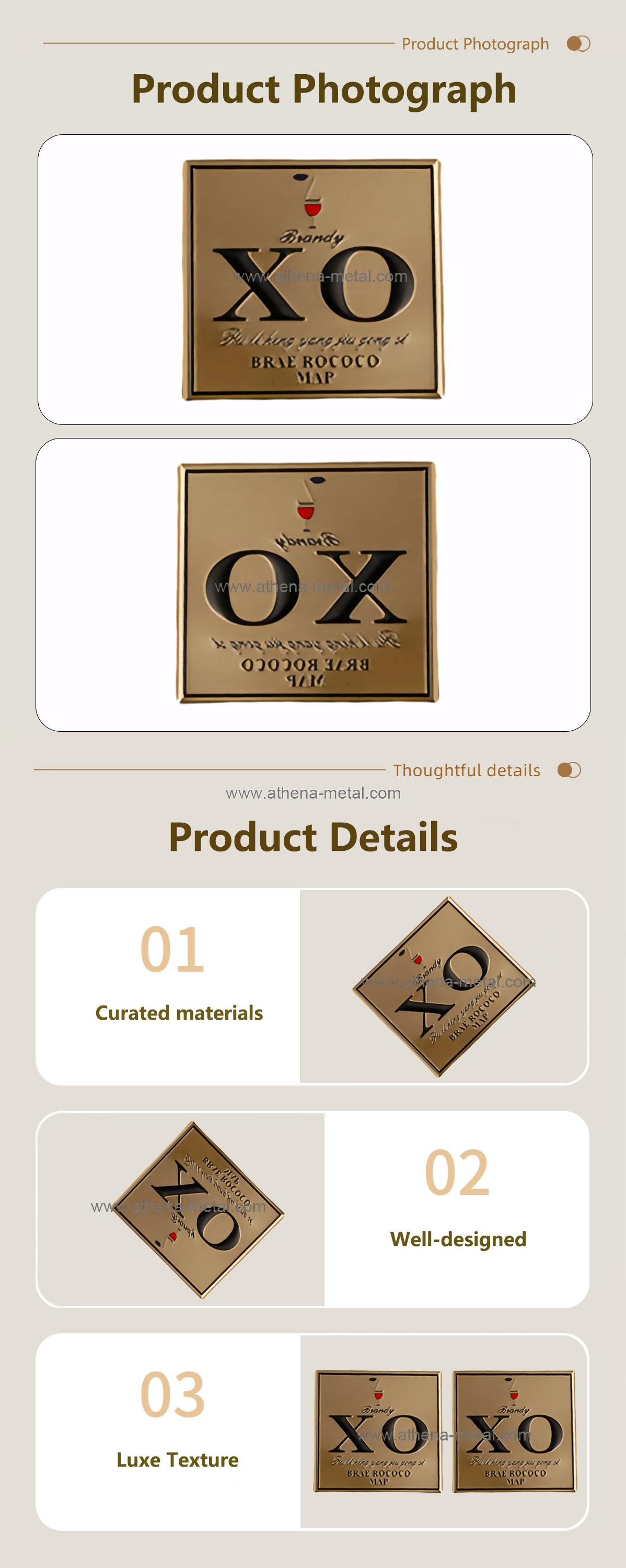Square XO wine label nameplate