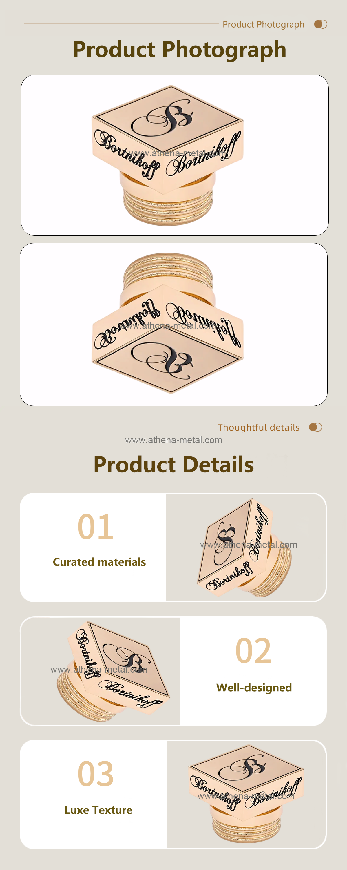 Rose gold square wine bottle cap