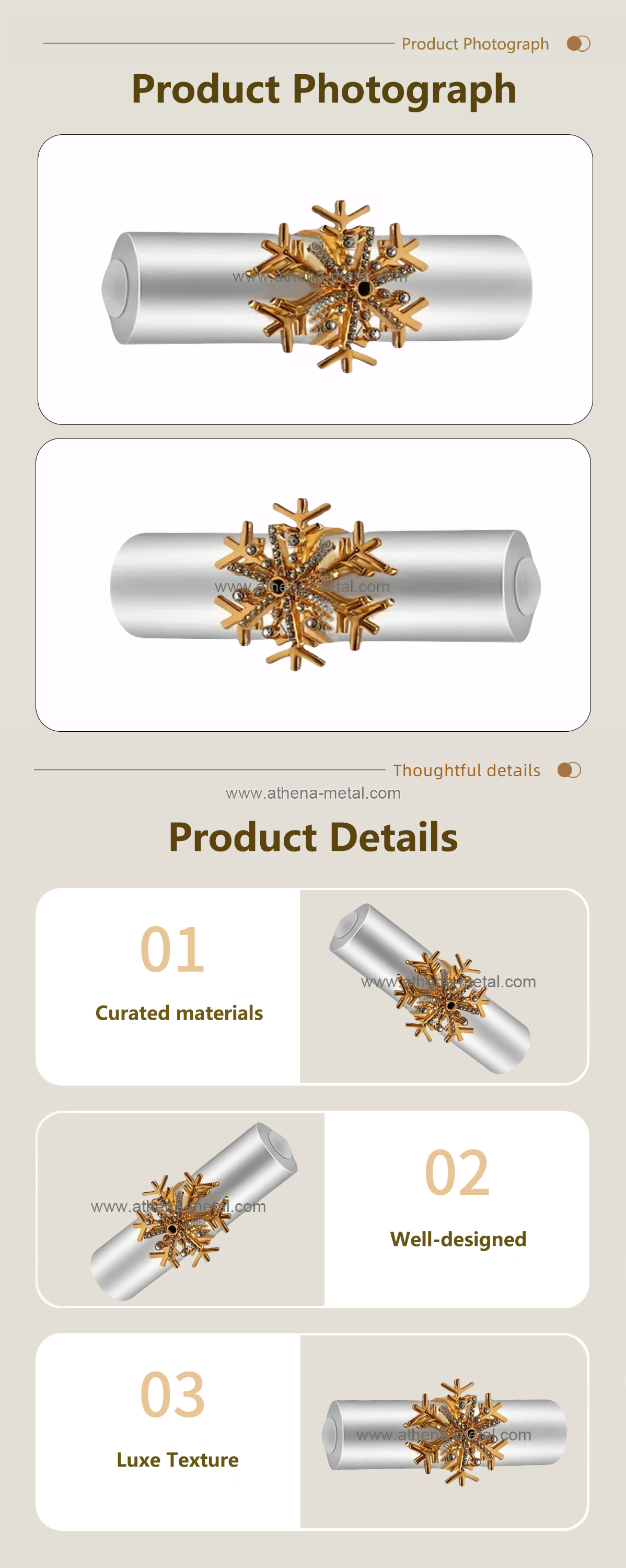 Golden Snowflake Ring Lipstick Decoration